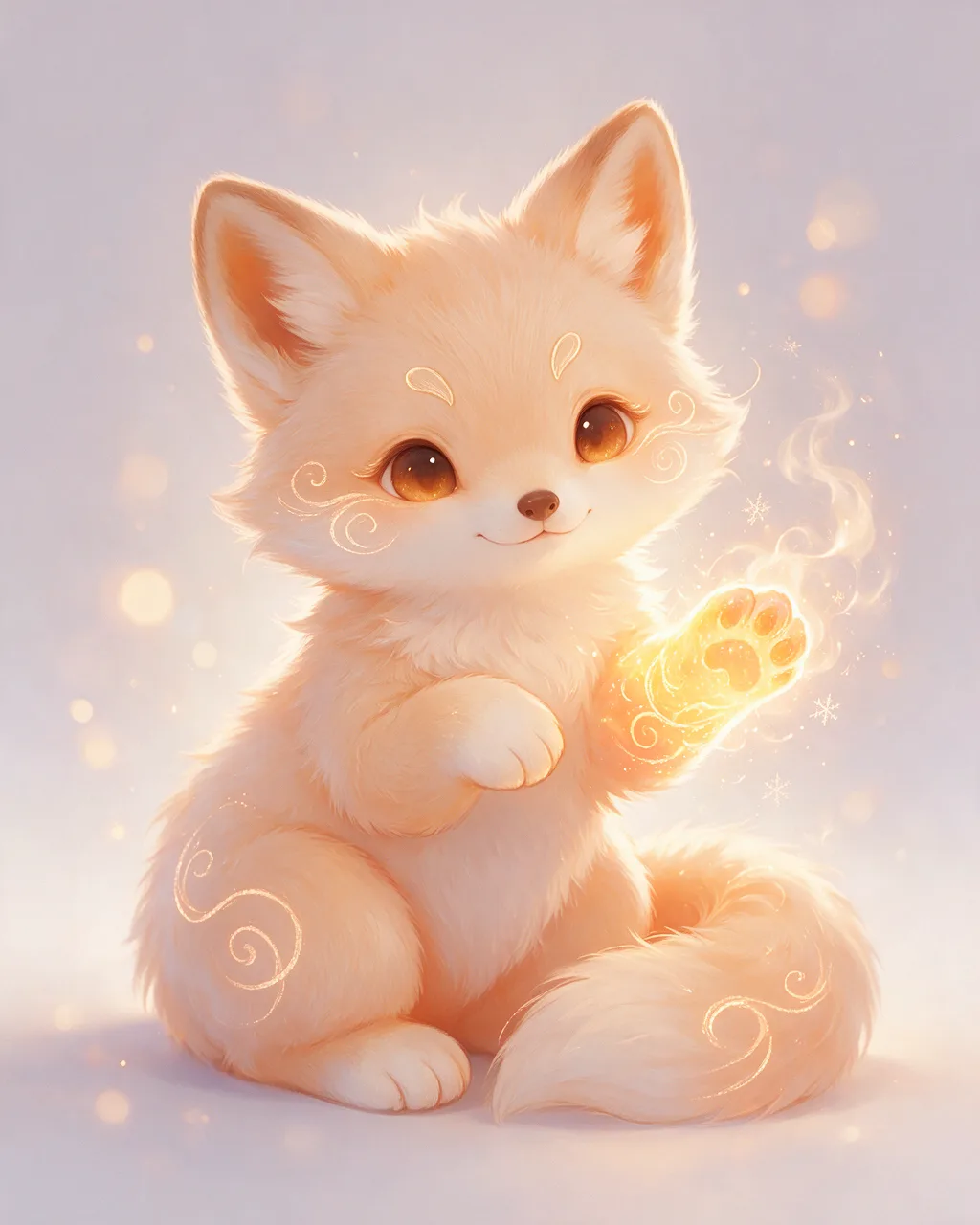 Original fantasy creature artwork of Sunpaw, a Gentle Ember-element creature.