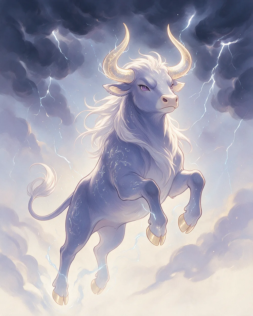 Evolved second-generation artwork of Tempesthorn Prime, a Fierce Storm-element creature.