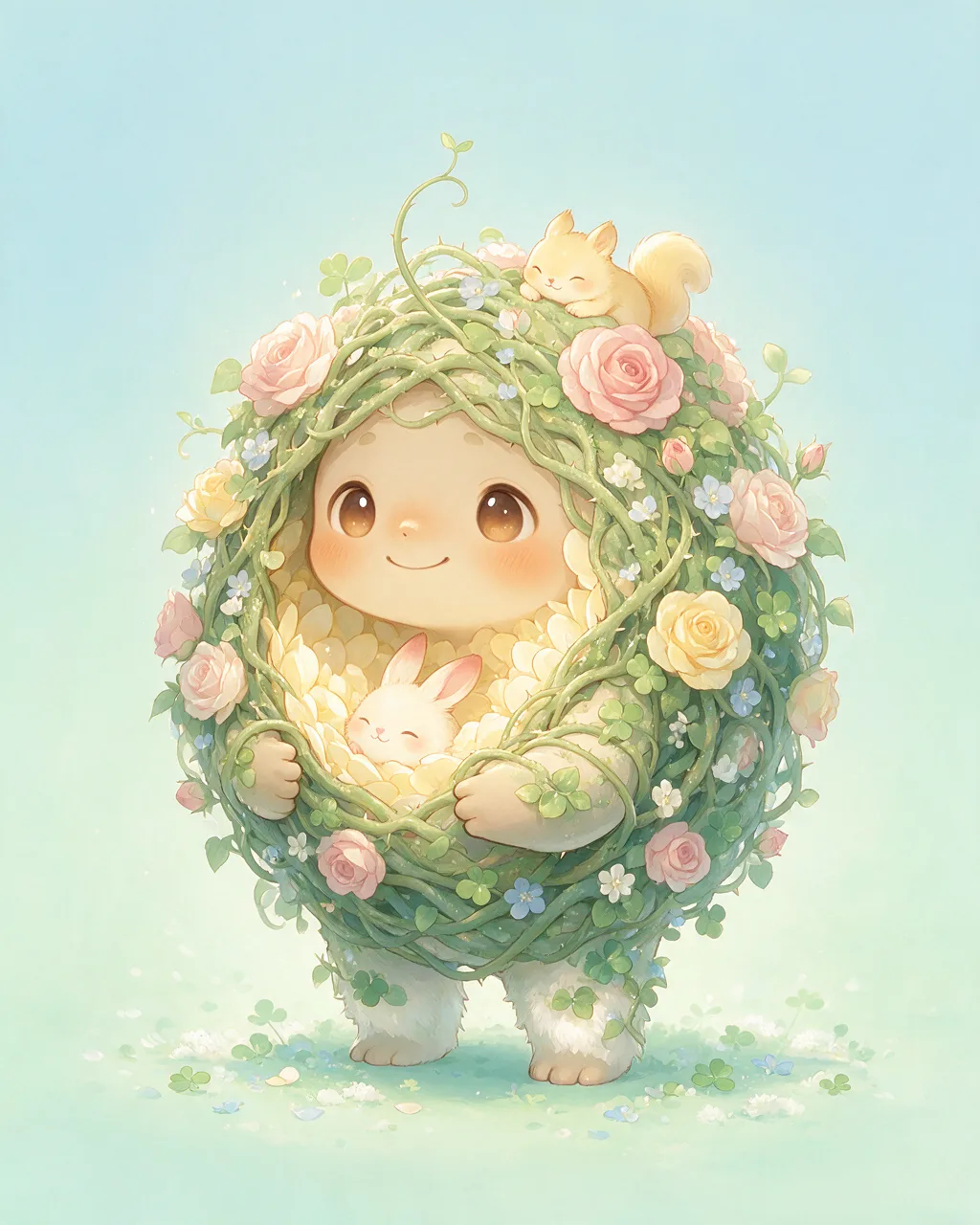 Original fantasy creature artwork of Thornprotector, a Loyal Grove-element creature.