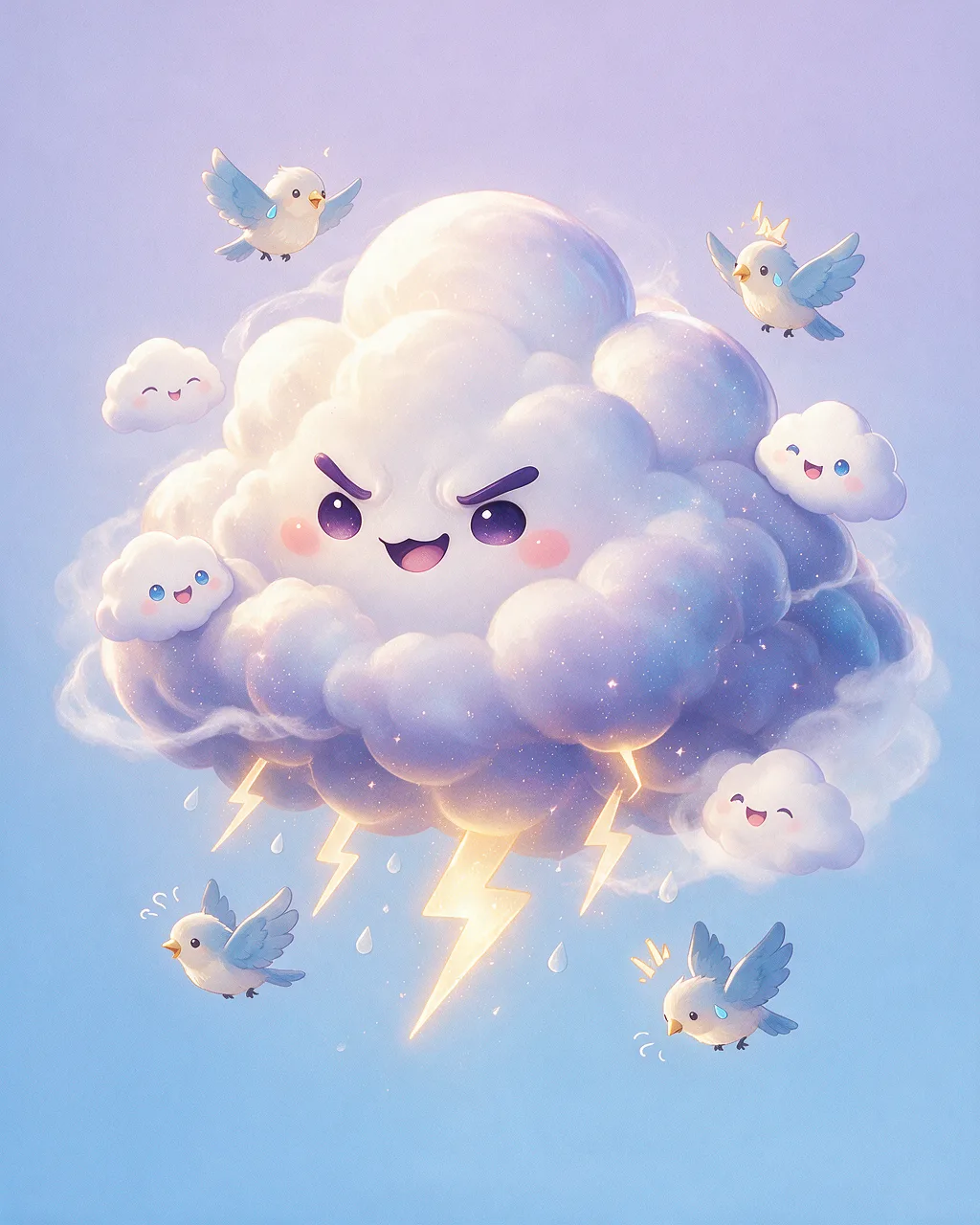Evolved second-generation artwork of Thunderchuckle Elder, a Mischievous Storm-element creature.
