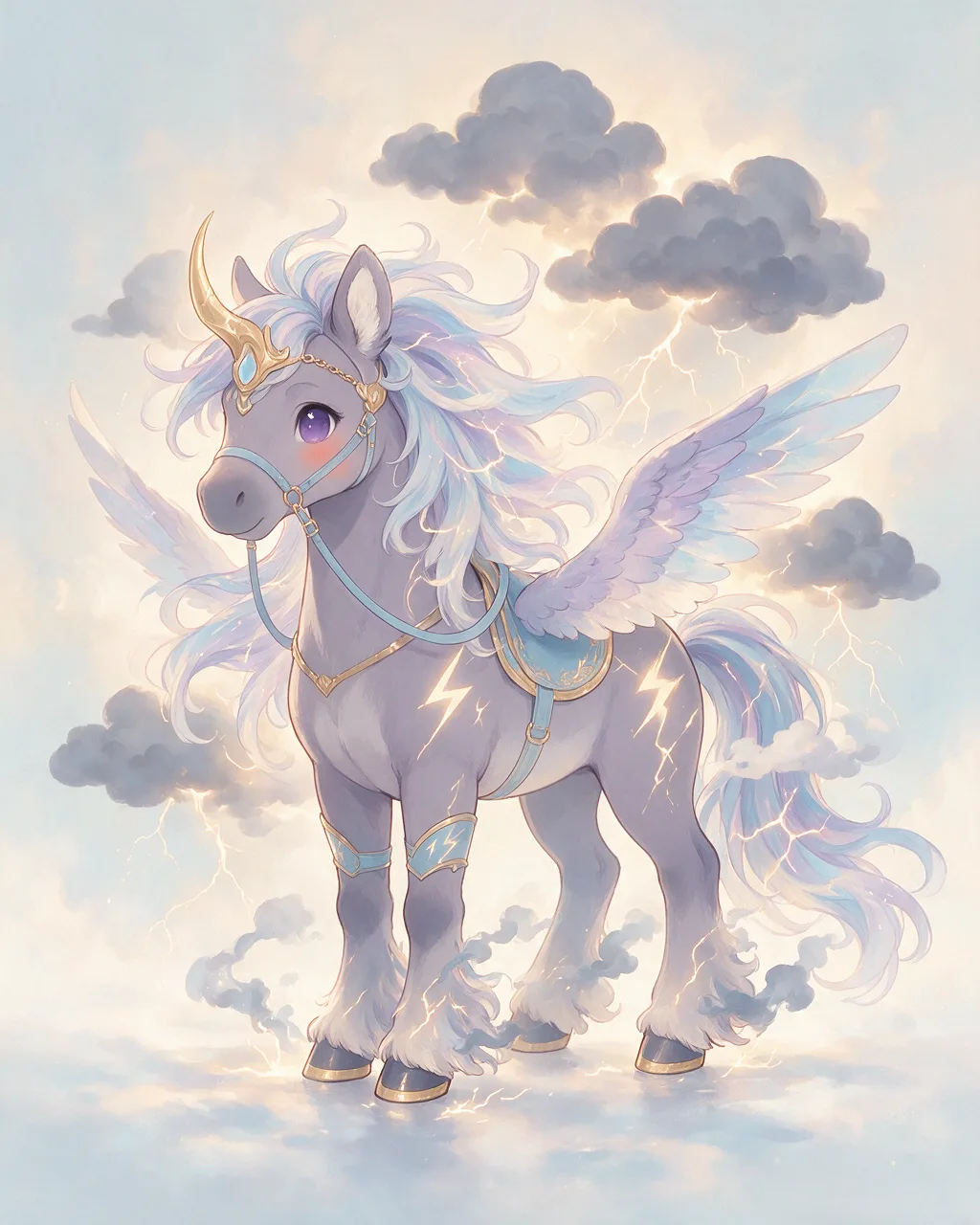 Original fantasy creature artwork of Thunderhoof, a Loyal Storm-element creature.