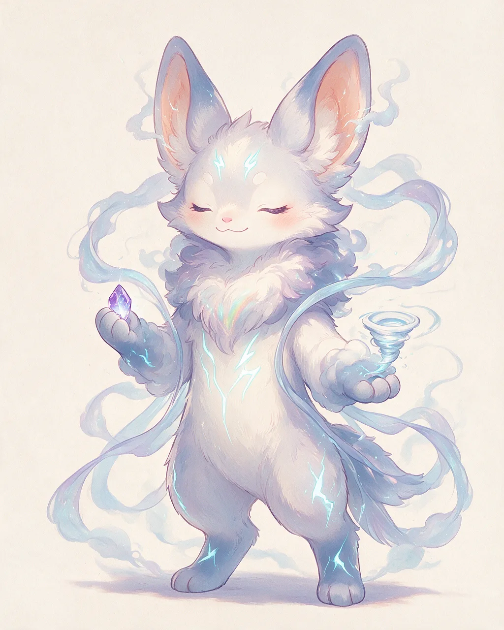 Evolved second-generation artwork of Thunderlull Regal, a Serene Storm-element creature.