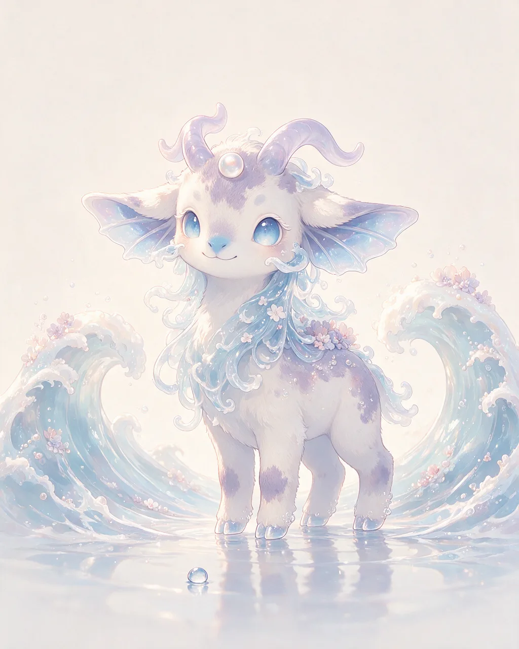Original fantasy creature artwork of Tidebreathe, a Serene Tide-element creature.