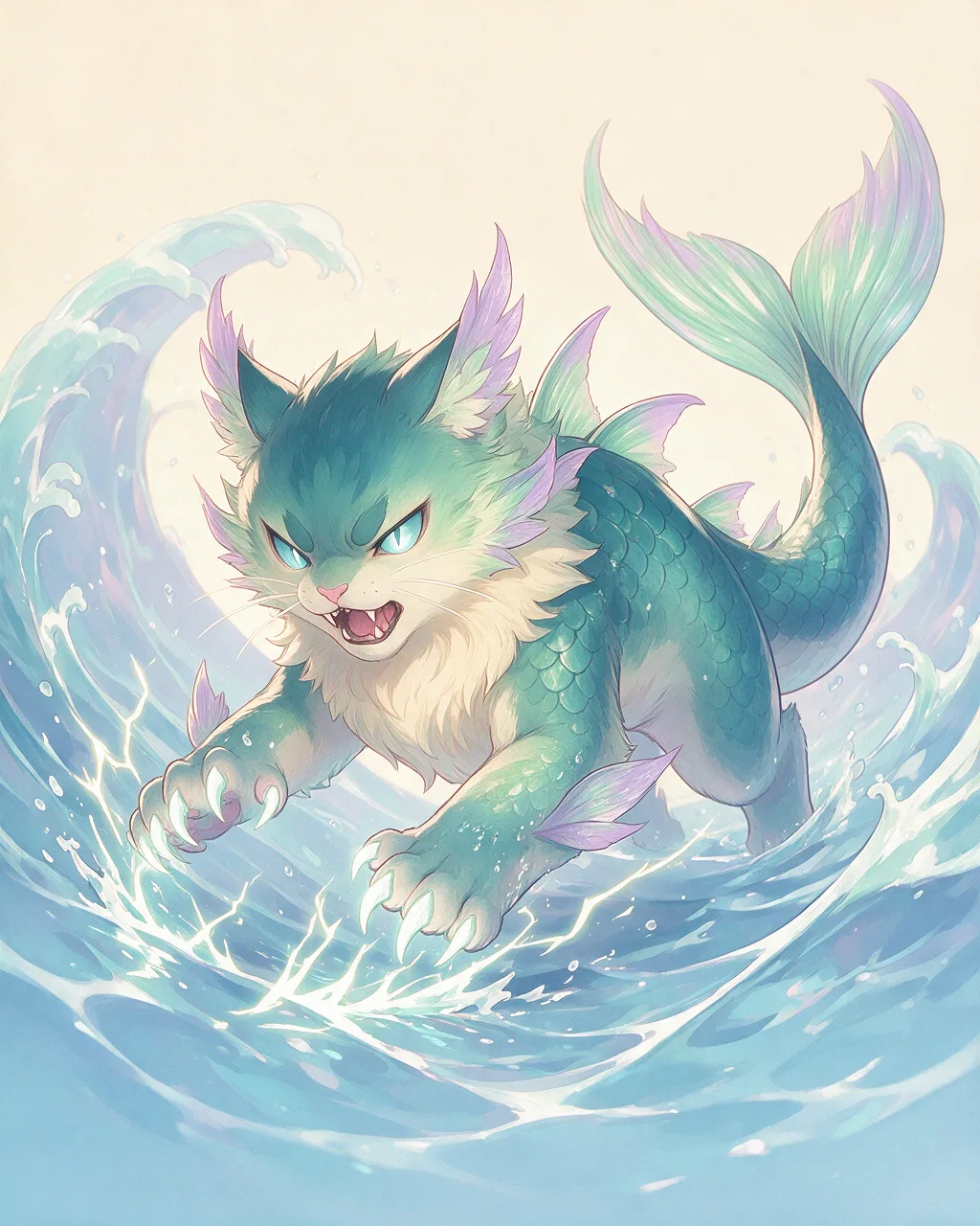 Evolved second-generation artwork of Tideclaw Regal, a Fierce Tide-element creature.