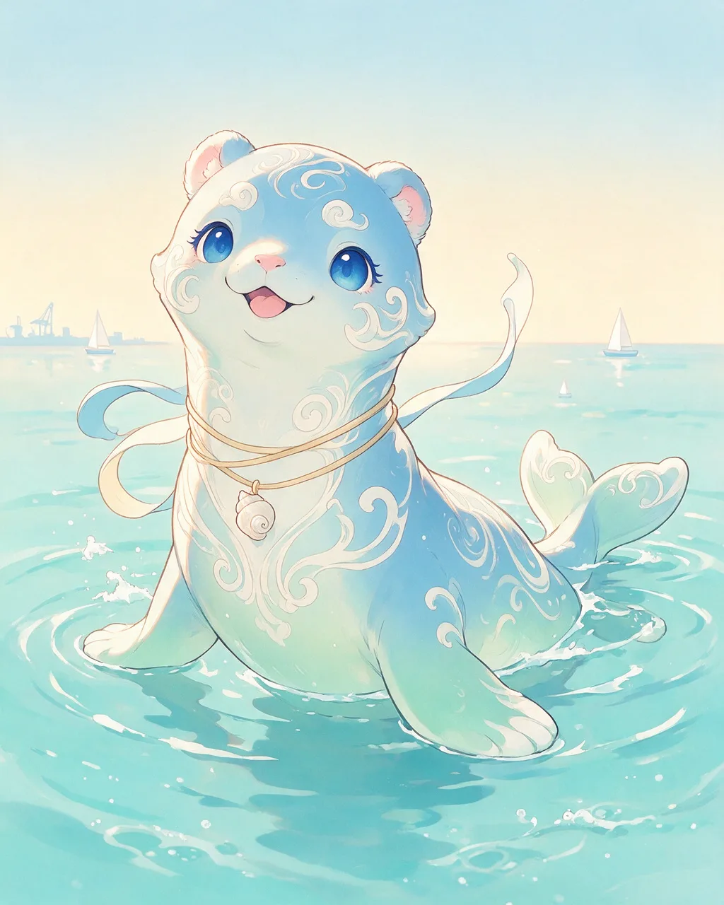 Original fantasy creature artwork of Tidehound, a Loyal Tide-element creature.