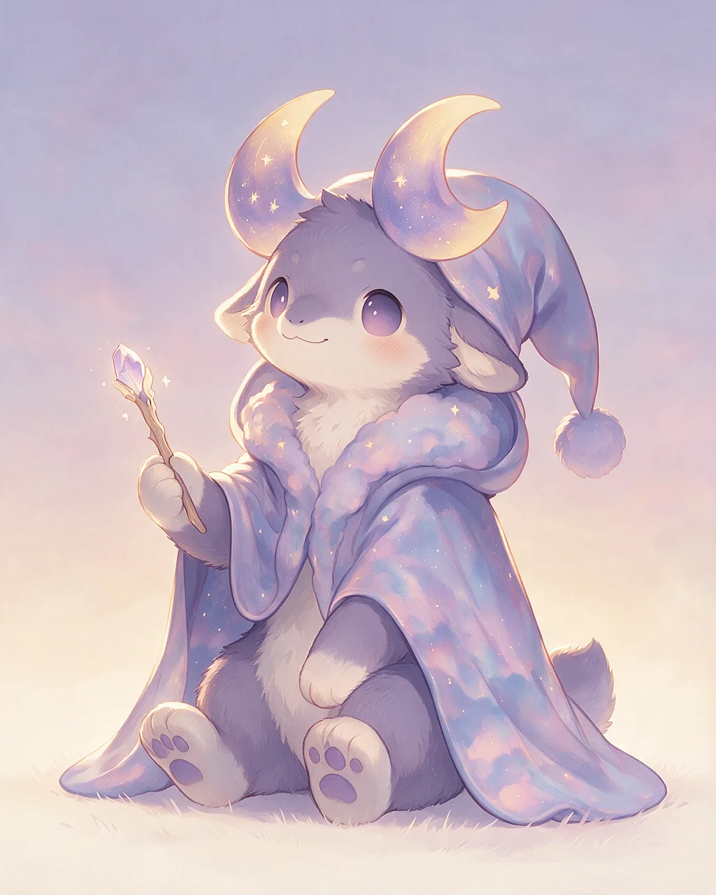 Evolved second-generation artwork of Twilightrest Noble, a Serene Dusk-element creature.