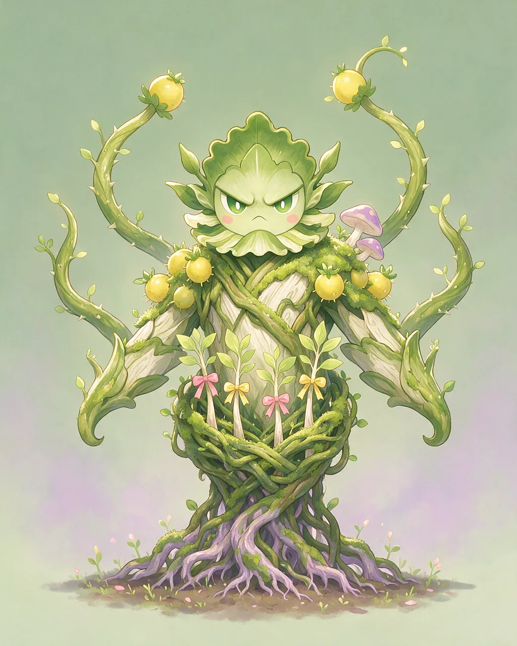 Original fantasy creature artwork of Vinerend, a Fierce Grove-element creature.