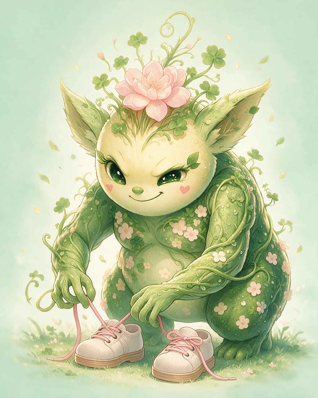 Evolved second-generation artwork of Vinesneak Sage, a Mischievous Grove-element creature.