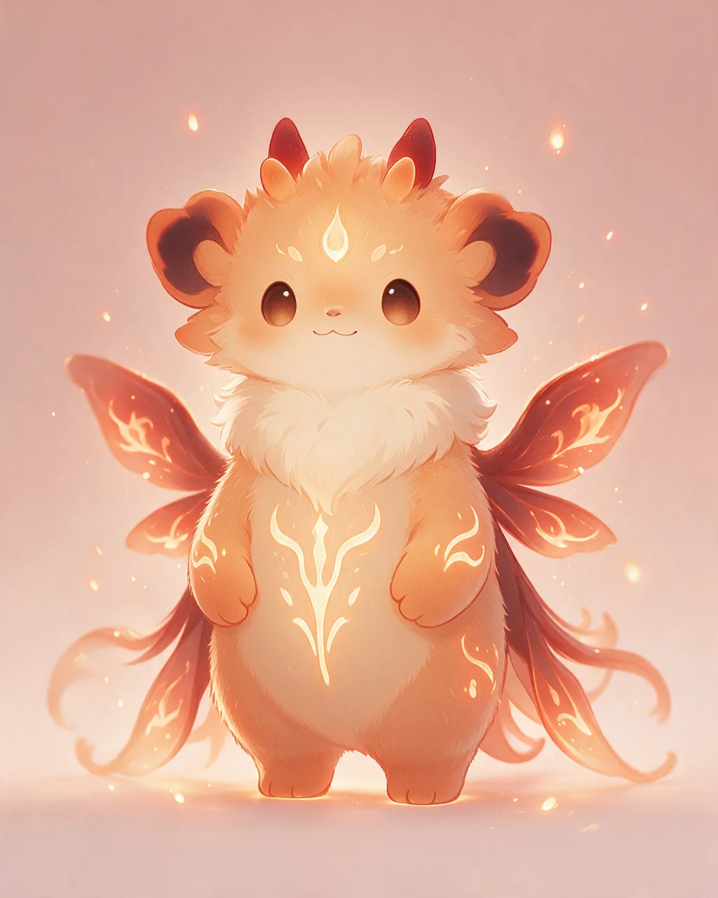 Evolved second-generation artwork of Warmwhisper Grand, a Serene Ember-element creature.