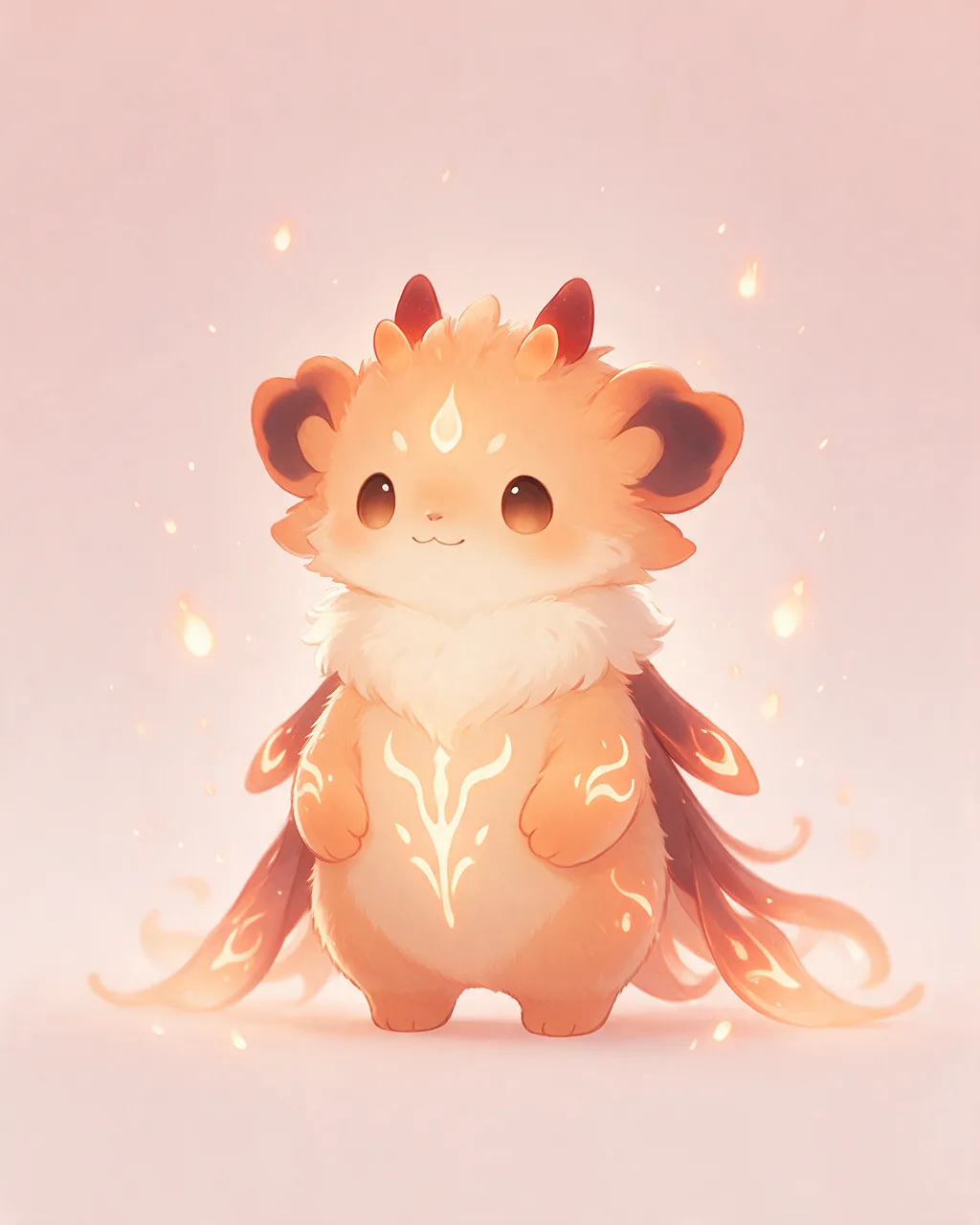 Original fantasy creature artwork of Warmwhisper, a Serene Ember-element creature.