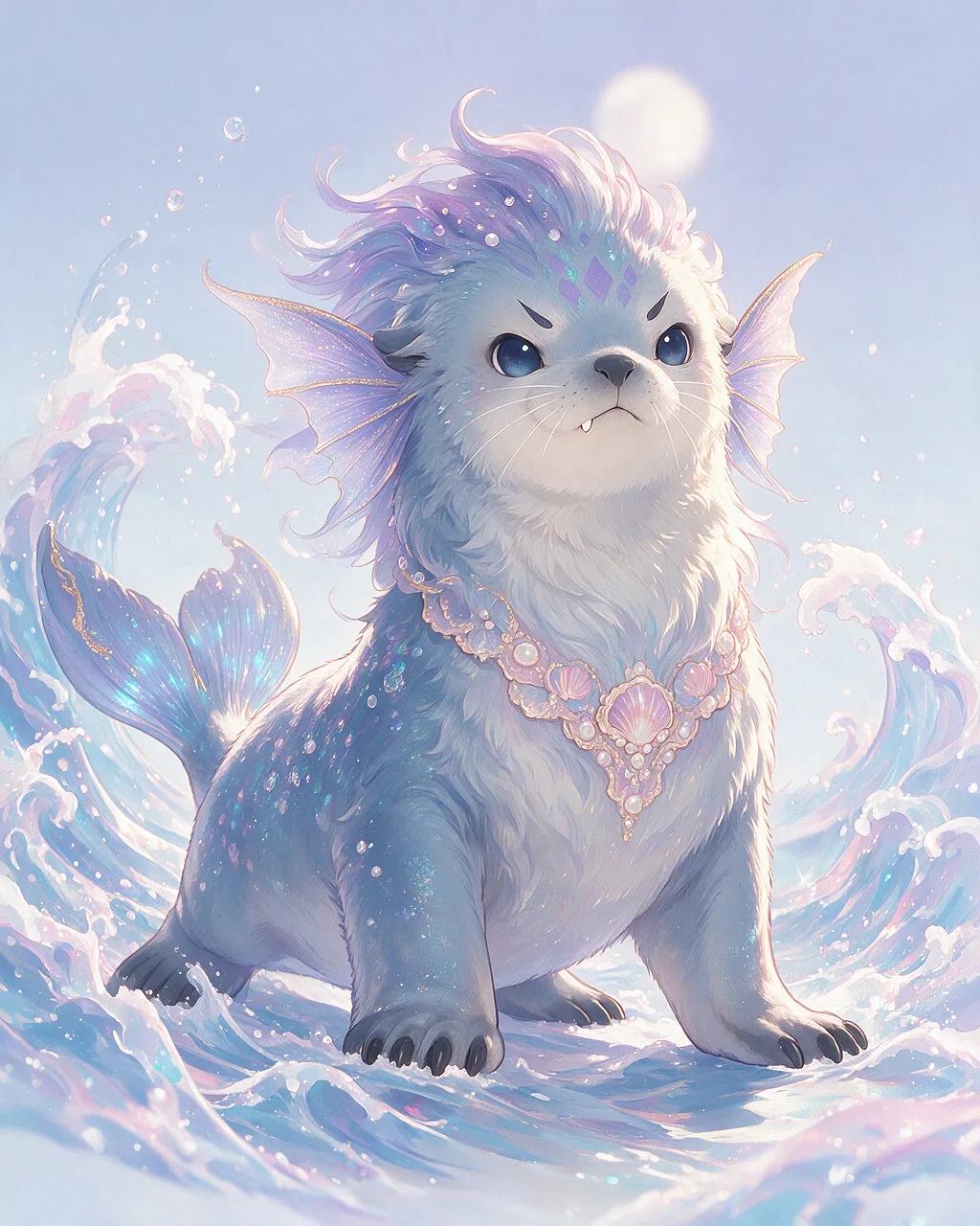 Evolved second-generation artwork of Wavebreaker Elder, a Fierce Tide-element creature.
