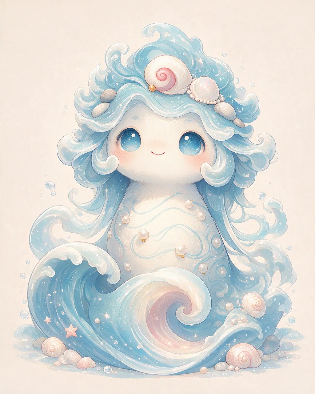 Evolved second-generation artwork of Wavefaith Elder, a Loyal Tide-element creature.