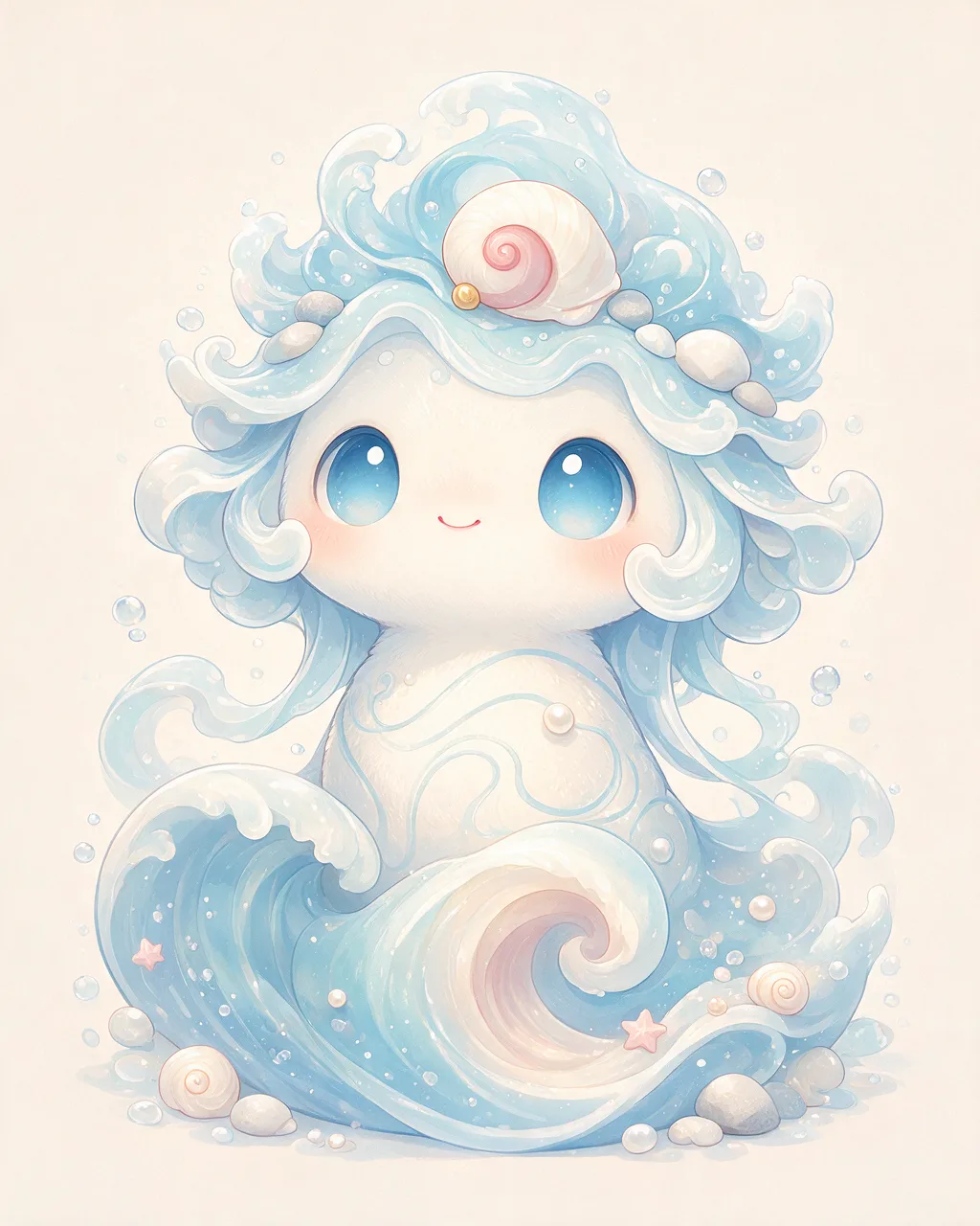 Original fantasy creature artwork of Wavefaith, a Loyal Tide-element creature.