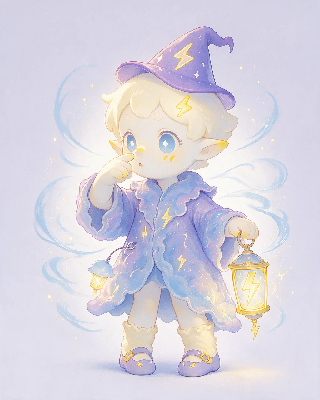 Evolved second-generation artwork of Zapwisp Noble, a Curious Storm-element creature.
